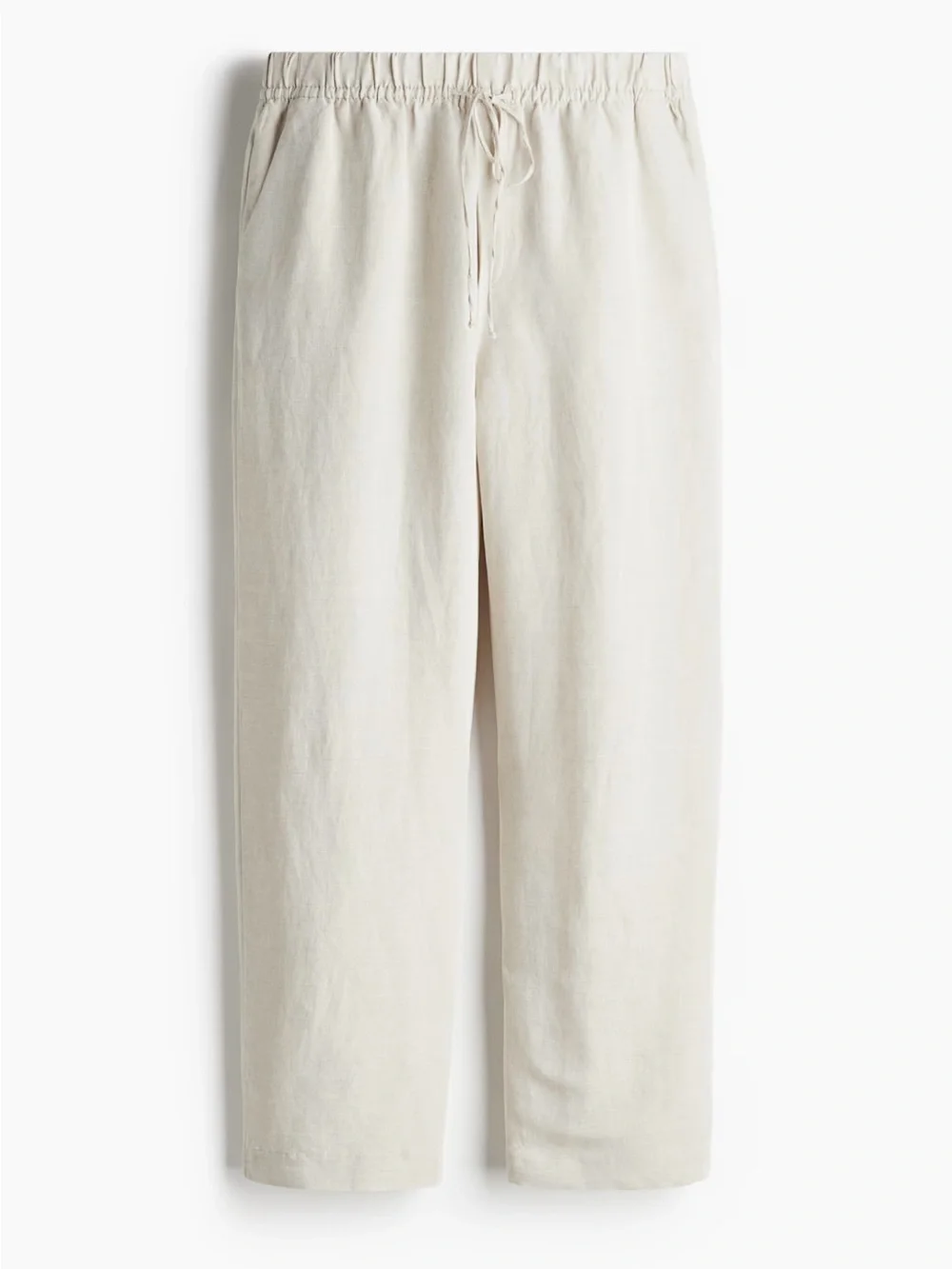 H&M Light Beige Linen Drawstring Pants